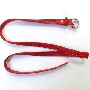 Women's Red Rhinestone Crystal Pavé Sparkle Adjustable Dressy Belt